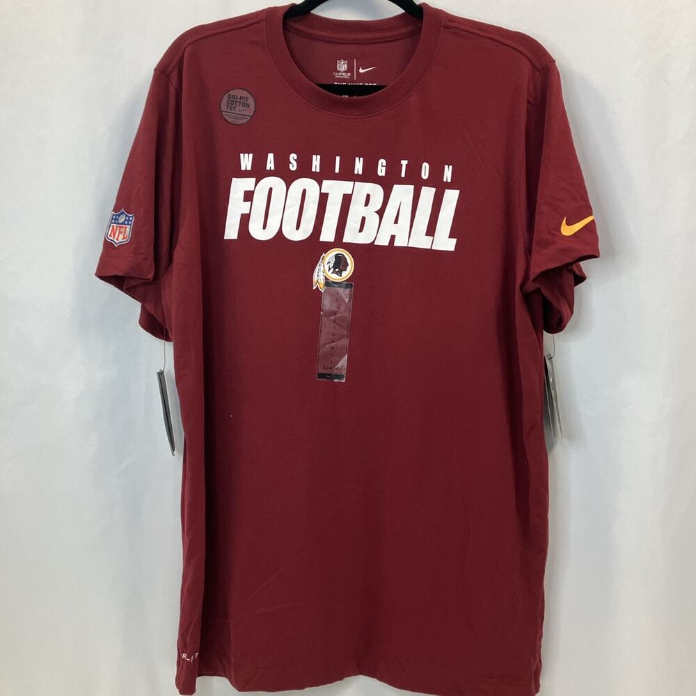 Washington Football Redskins NFL Nike Tee T Shirt Mens L Burgundy Short Sleeve